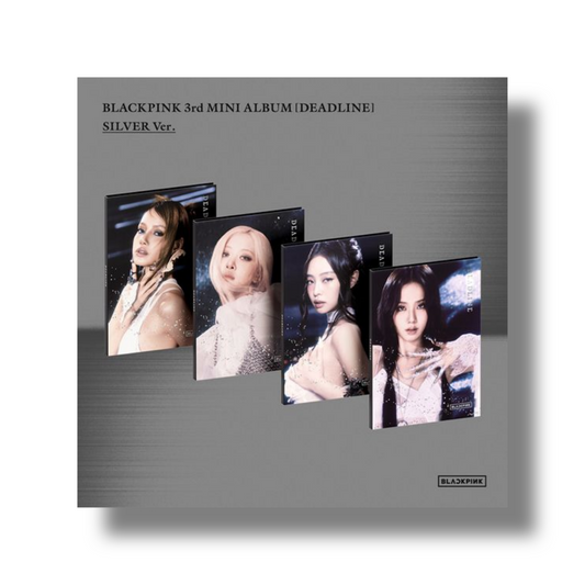 BLACKPINK 3rd Mini Album DEADLINE SILVER Ver. four member versions - K-ZONE STUDIO
BLACKPINK DEADLINE SILVER Ver. JISOO Ver. cover and CD - K-ZONE STUDIO
BLACKPINK DEADLINE SILVER Ver. JENNIE Ver. cover and CD - K-ZONE STUDIO
BLACKPINK DEADLINE SILVER Ver. ROSÉ Ver. cover and CD - K-ZONE STUDIO
BLACKPINK DEADLINE SILVER Ver. LISA Ver. cover and CD - K-ZONE STUDIO
BLACKPINK DEADLINE SILVER Ver. 16-page photobook inner pages - K-ZONE STUDIO
BLACKPINK DEADLINE SILVER Ver. photo film ticket set - K-ZONE STUDIO