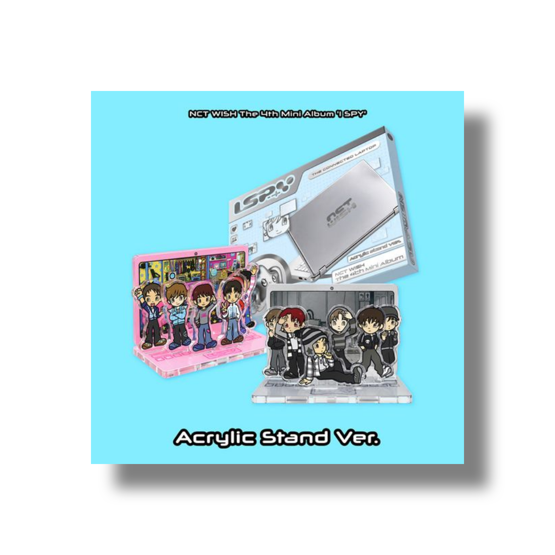 NCT WISH I SPY 4th Mini Album Acrylic Stand Ver. components with acrylic stand, mini photobook, QR card and photocard
